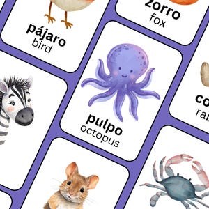 Animals - 30 Count | Bilingual Spanish & English Educational Flashcards for Young Children (DIGITAL)