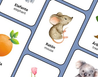 A-Z Animals, Foods, and More! | Bilingual Spanish & English Educational Flashcards for Young Children | Digital Download