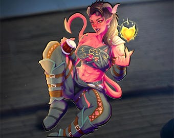 Fiery Tiefling Car Sticker 6.5"