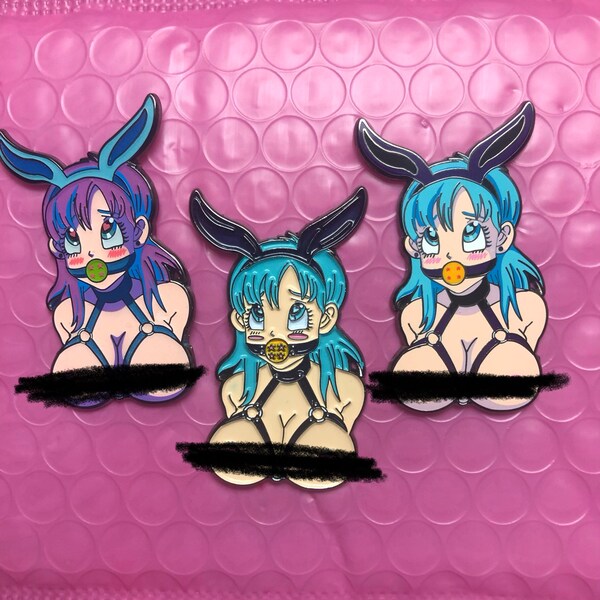 Bondage Bunny Enamel Pins  LE100 - NSFW BDSM Lewd Anime Collectibles