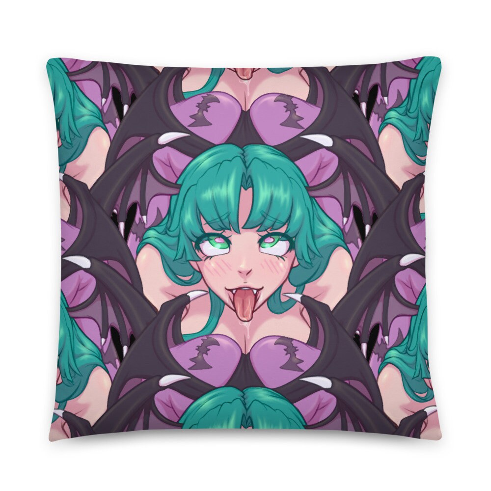 Succubus Waifu Throw Pillow Sexy Ahegao Anime Demon Waifu Etsy