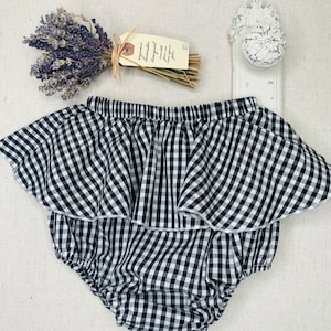 9 Month Toddlers Black and White Gingham Cotton Bloomers