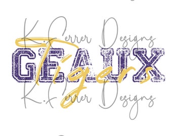 Geaux- Tigers- go- Louisiana- viola- oro- FILE DIGITALE- Download digitale