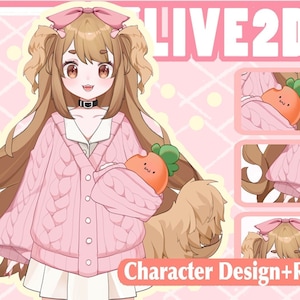 Custom Vtuber Live2D Model Commission, Half Body, Character Design, Rigging