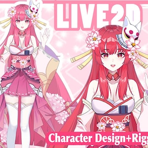 Custom Vtuber Live2D Model Commission, Half Body, Character Design, Rigging