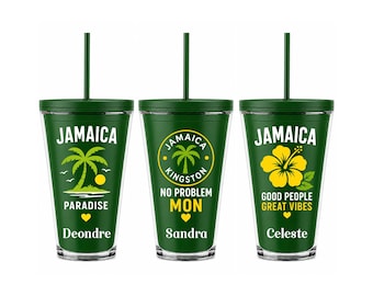 Jamaica Tumbler : Adults Kids Vacation Palm Tree Island Vibes Favor Tumbler Cup