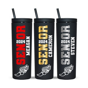 Senior Night Track and Field Acrylic Tumbler Sports Water Bottle Athlete Graduation Gift