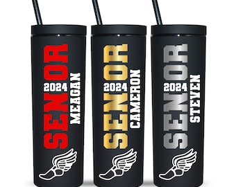 Senior Night Track and Field Acrylic Tumbler Sports Water Bottle Athlete Graduation Gift