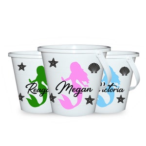 Kids Mermaid Sand Beach Pail Travel Vacation Sand Castle Gift