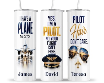 Pilot Tumbler: Funny Aviation Captain Airline Flyer Airplane Commercial Pilots Flight Travel Cup