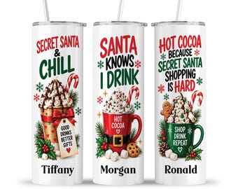 Christmas Tumbler: Secret Santa for Friends Family Coworkers Hot Cocoa Funny Holiday Travel Cup