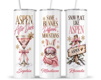 Aspen Girls Trip Tumbler: Snow Bunnies Ski Winter Sports Vibes Group Travel Cup