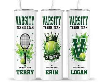 Varsity Tennis Tumbler: Racket Champions Trophy Sports Athlete Graduation Travel Cup