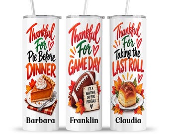 Thanksgiving Tumbler: Funny Housewarming Appreciation Thankful for Friends Family Turkey Dinner Travel Cup Gift