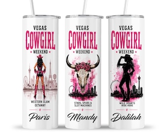 Vegas Cowgirl Tumbler: Pink Cowgirls Rodeo Friends Family Squad Crew Casino Cup