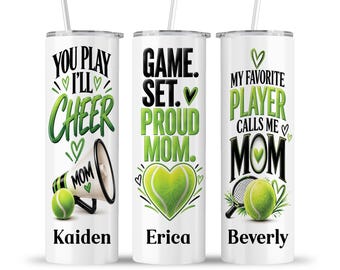 Tennis Mom Tumbler: Game Day Travel Sports Athlete Megaphone Cheer Gift