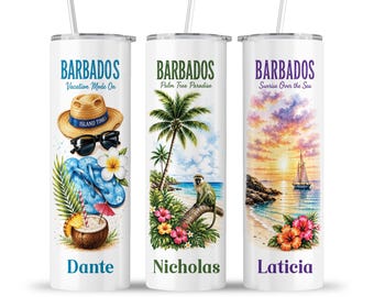 Barbados Culture Tumbler: Beach Sunset Flip Flops Family Friends Crew Squad Vacation Travel Cup