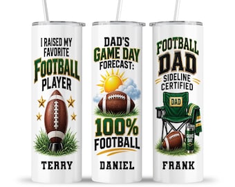 Football Dad Tumbler: Game Day Green Turf Travel Sports Athlete Father Daddy Gift