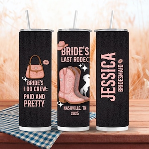 Bride&#39;s Last Rodeo Black Bachelorette Party Tumbler Wedding Bride Bridesmaids Gifts