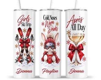 Girls Ski Tumbler: Girl Trip Red Snow Bunny Ski Winter Sports Group Travel Cup