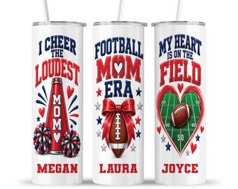 Football Mom Tumbler: Game Day Travel Sports Athlete Megaphone Cheer Football Gift