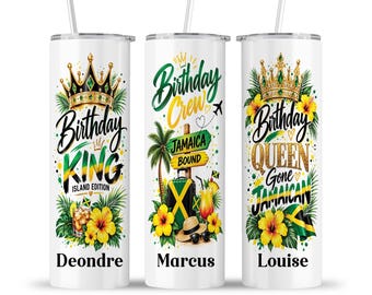 Jamaica Birthday Tumbler: Birthday King Queen Crew Squad Travel Group Vacation Cup