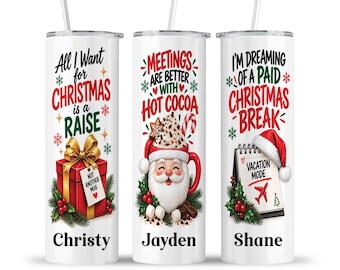 Christmas Office Tumbler: Funny Coworkers Hot Cocoa Santa PTO Holiday Travel Cup
