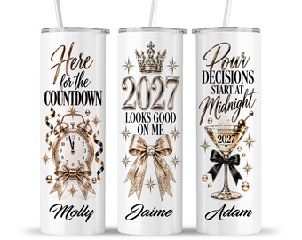 New Years 2027 Tumbler: NYC Party Champagne Midnight Gold Black Travel Cup