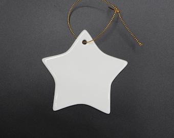 Star Ceramic Christmas Ornament – Double Sided Sublimation Blank