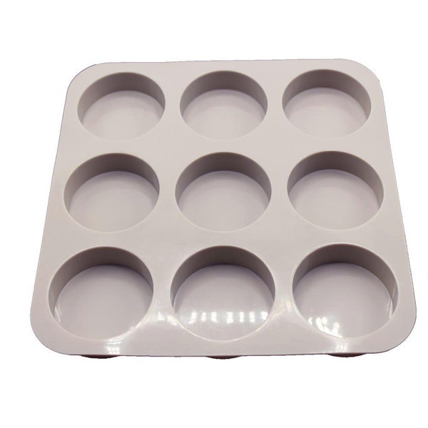 Silicone Baking Mold - 9 Cavity - Round - Soap Bar Mold Silicone Molds for Soap Cake Baking Tart Pudding Cookie Making