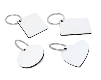 Sublimatable MDF Key Chain - Double Sided - Circle, Rectangle, and Square - Perfect for DIY Sublimation Projects