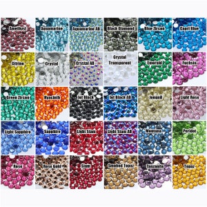 GLASS Rhinestones | CHOOSE Size and Color Flatback NonHotfix Rhinestone Crystals SS4/6/10/12/16/20/30 - Highest Quality Sparkly DIY Bling
