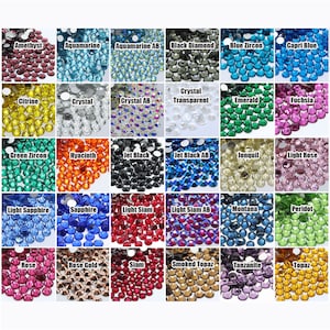 GLASS Rhinestones | CHOOSE Size and Color Flatback NonHotfix Rhinestone Crystals SS4/6/10/12/16/20/30 - Highest Quality Sparkly DIY Bling