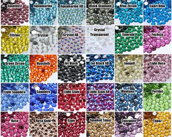 GLASS Rhinestones | CHOOSE Size and Color Flatback NonHotfix Rhinestone Crystals SS4/6/10/12/16/20/30 - Highest Quality Sparkly DIY Bling