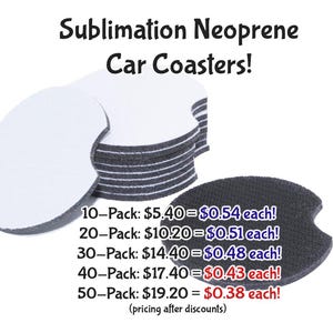 Bulk Blank Neoprene Sublimation Car Coasters | Cup Holder | Car Accessory | DIY