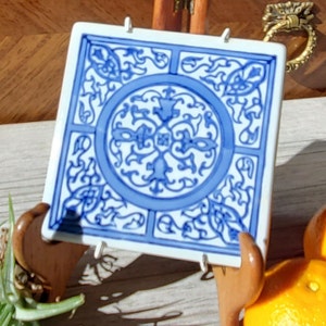 Bombay Company blue and white tile, wall decor