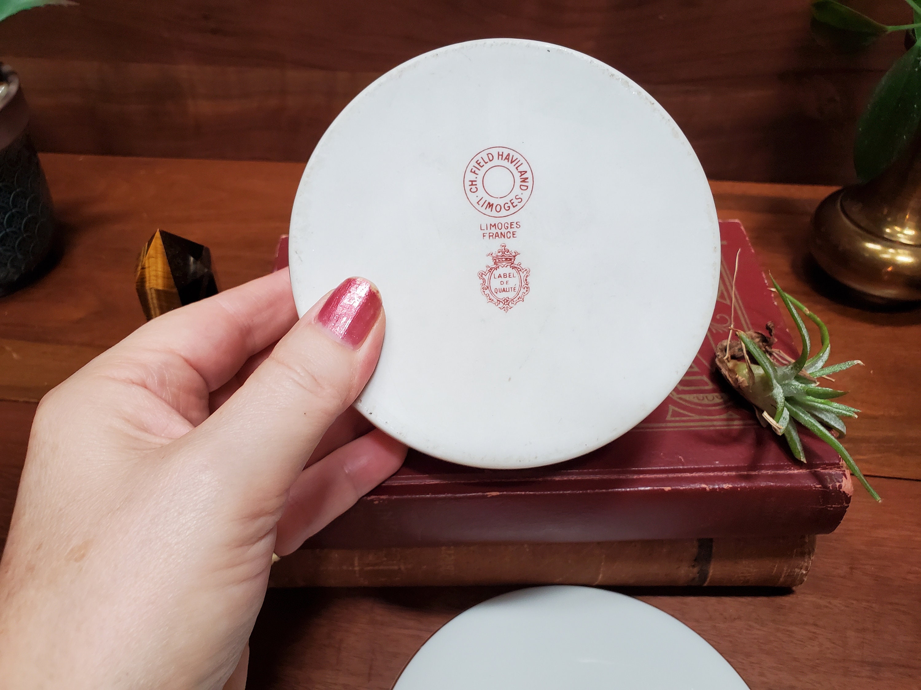 リモージュの小物皿、Haviland Limoges フランス製、蓋付き磁器皿