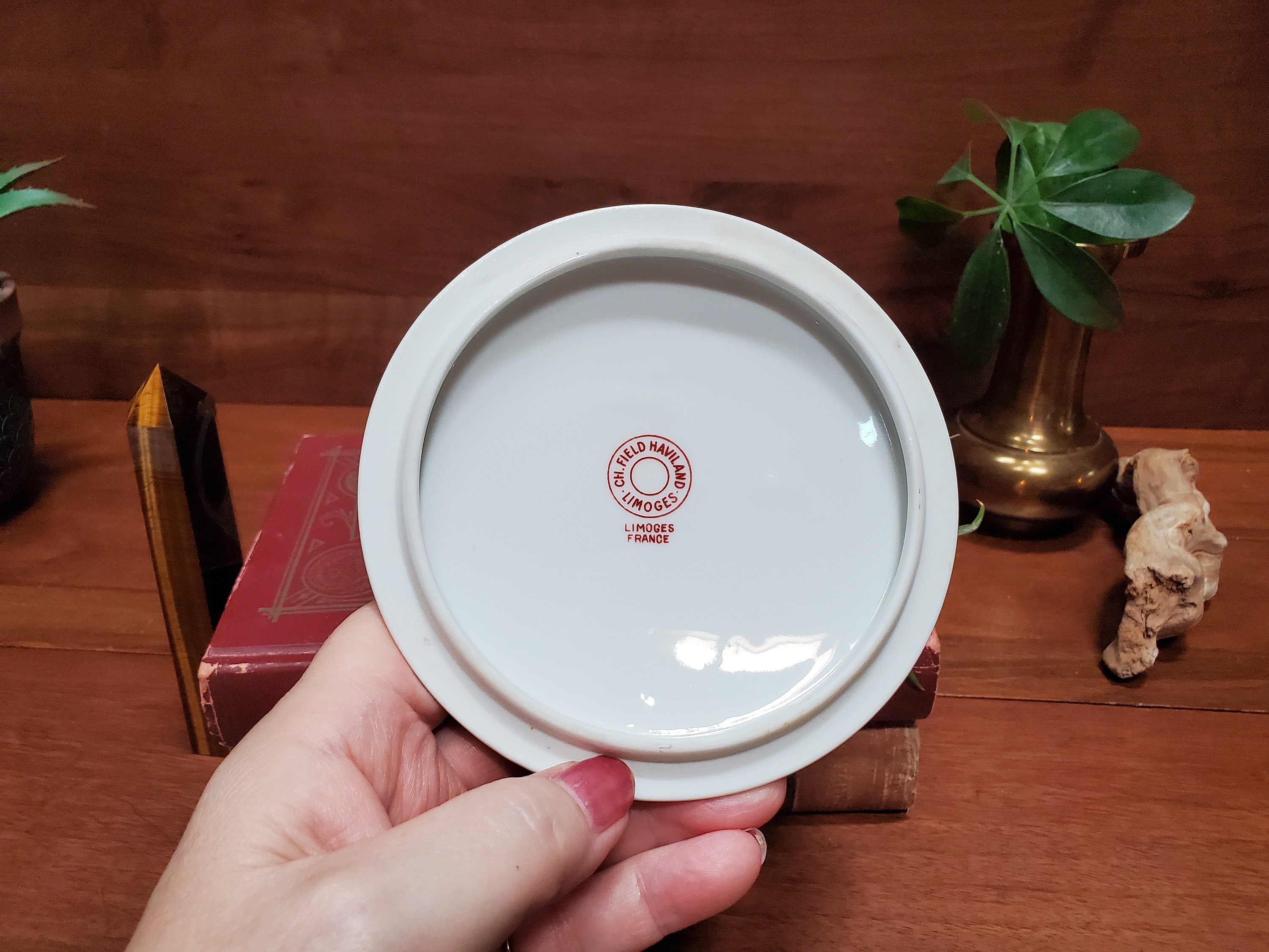 リモージュの小物皿、Haviland Limoges フランス製、蓋付き磁器皿