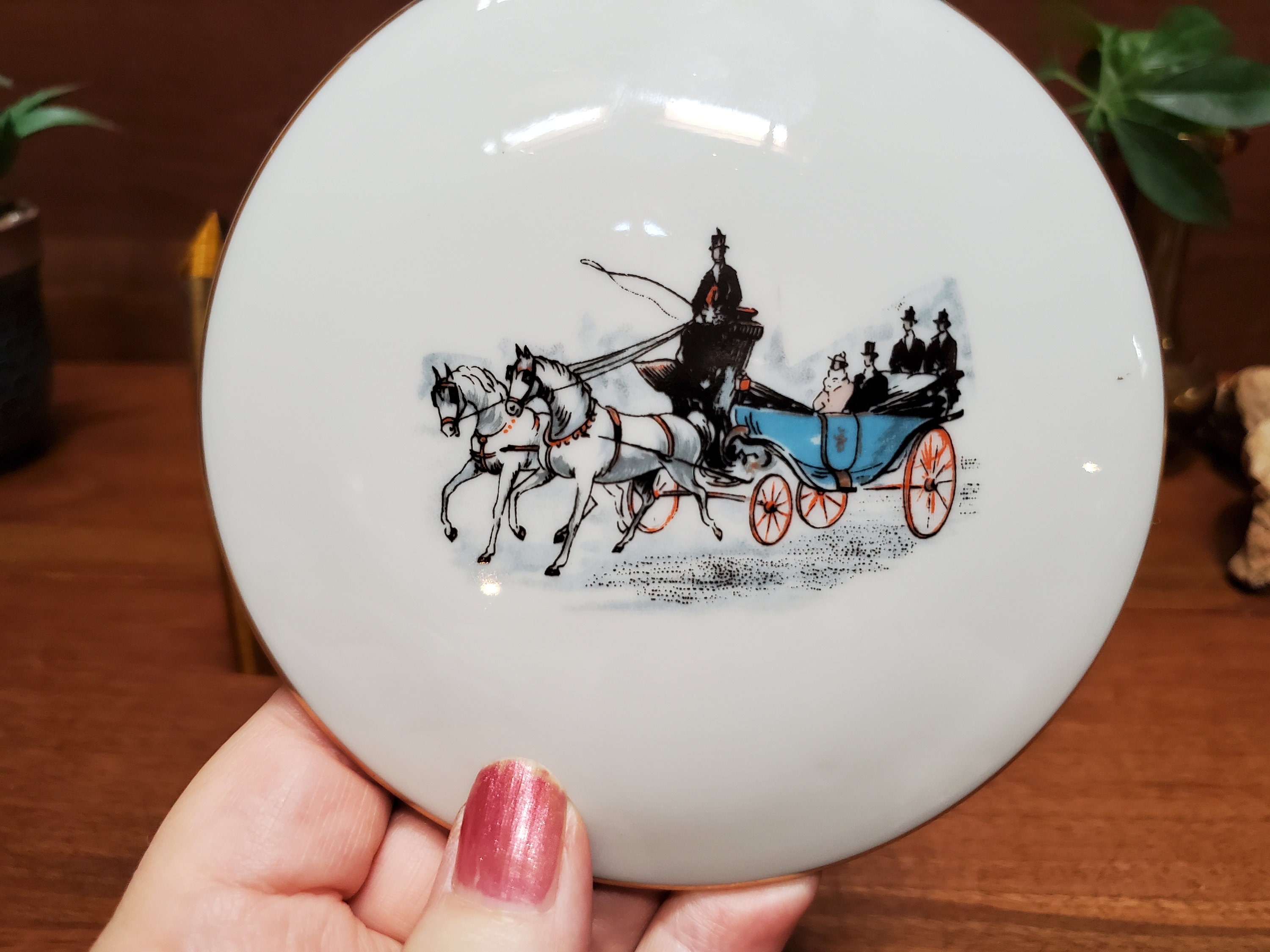 フランス・リモージュ、Haviland & Co装飾皿 リモージュの小物皿、Haviland Limoges フランス製、蓋付き磁器皿