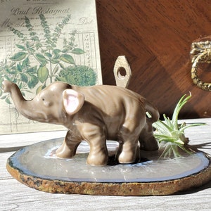 Elephant figurine  porcelain   hand painted   vintage elephant art