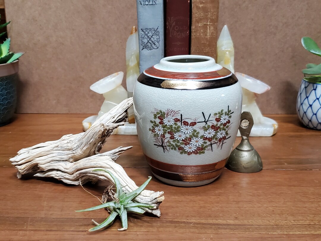 Japanese Vase Browns Golds and Copper With Daisies Satsuma Etsy