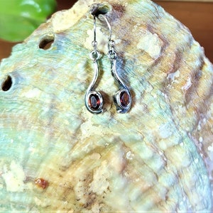 Vintage garnet and sterling silver pierced earrings  Bali  silver wire