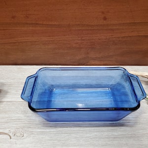 Anchor cobalt blue glass loaf pan  vintage Anchor vintage baking