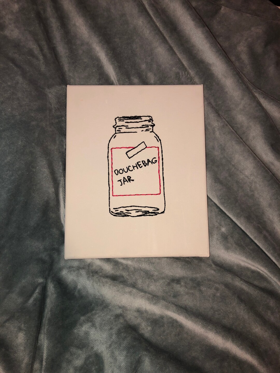 New Girl Douchebag Jar Embroidery Canvas Etsy