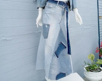 The Pearl Navy Denim Skirt custom Sized - Etsy