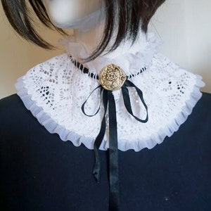 White Vintage Lace Removable Collar, Victorian Style Collar, Lolita Collar, Cottagecore Fake Collar, Cosplay Collar, Boho Collar