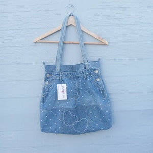 Upcycled Denim Tote Bag, Everyday Bag , Reusable Market Bag, Beach Bag, Travel Bag,  Large Denim Tote