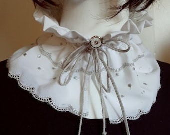Double Ruffle Scalloped Vintage Lace Collar, Victorian Style Collar, Cosplay Collar, Lolita Collar, Detachable Collar, Boho Collar