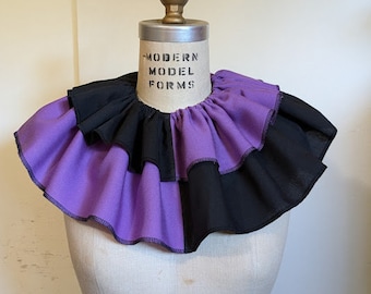 Detachable Clown Collar, Purple with Black Clown Collar, Removable Clown Collar, Cosplay Collar, Adjustable Clown Collar