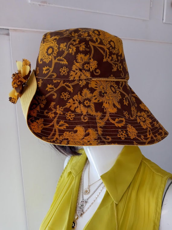Wide Brim Sun Hat, Reversible Hat, Adjustable Sun Hat, Boho  display picture 1